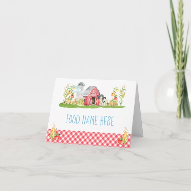 Farm Barnyard Animal Birthday Food Table Zelte Dankeskarte (Vorderseite)