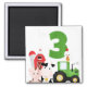 Farm Barnyard Animals Traktor 3. Geburtstag 3 Jahr Magnet (Vorne)