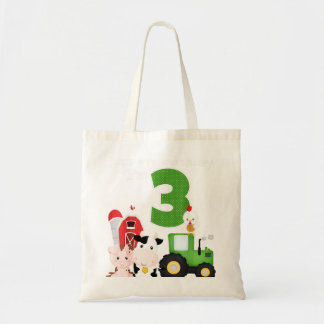 Farm Barnyard Animals Traktor 3. Geburtstag 3 Jahr Tragetasche