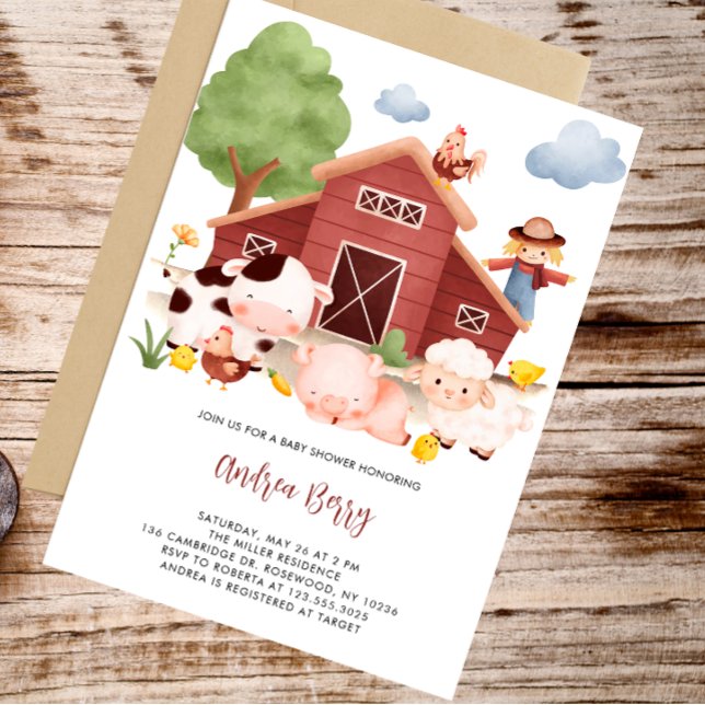 Farm Barnyard Baby Dusche Einladung (Von Creator hochgeladen)