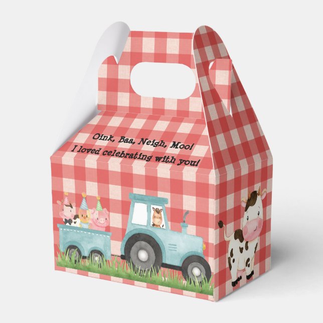 Farm Barnyard Birthday Party Gefallen Box Geschenkschachtel (Rückseite)