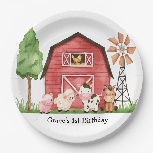 Farm Barnyard Birthday Teller (Vorderseite)