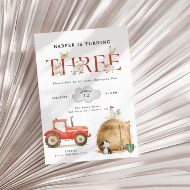 Farm Barnyard Fun Dritter Geburtstag Einladung (Von Creator hochgeladen)
