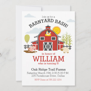 Farm Barnyard Geburtstagsparty Einladung