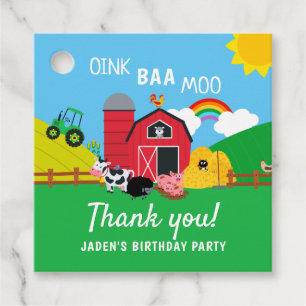 Farm Barnyard Tier Geburtstag Danke Kinder Geschenkanhänger
