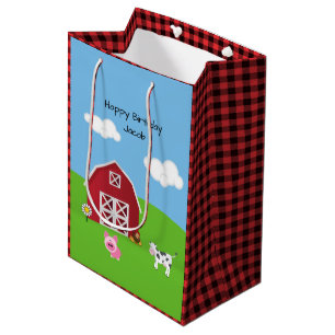 Farm Barnyard Tier Geburtstag Mittlere Geschenktas Geschenktüte