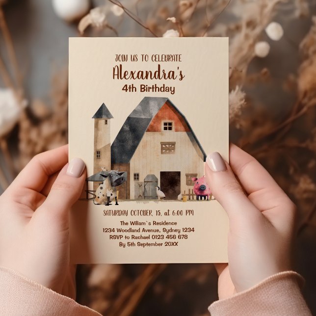 Farm Barnyard Tiere Geburtstag Einladung (Von Creator hochgeladen)