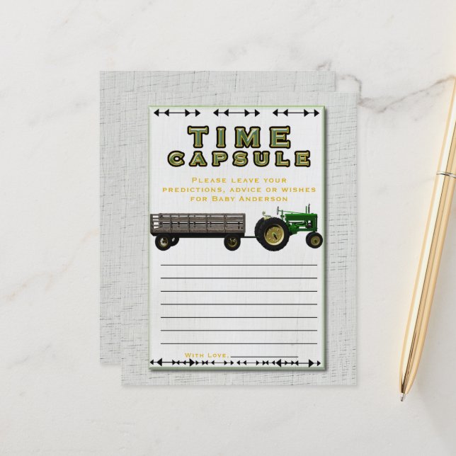 Farm Barnyard Traktor Time Kapsel Baby Dusche (Vorderseite/Rückseite Beispiel)