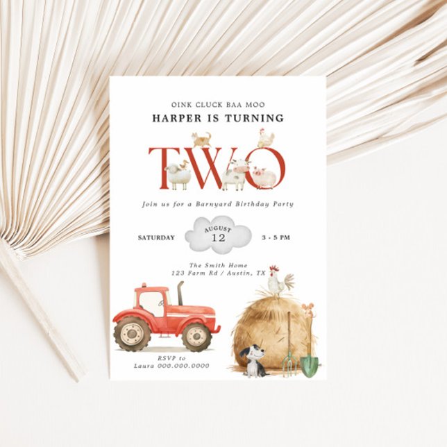 Farm Barnyard Zweites Geburtstag Einladung (Von Creator hochgeladen)