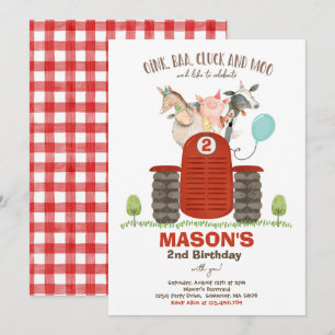 Farm Birthday Boy Old MacDonald Barnyard Party Einladung