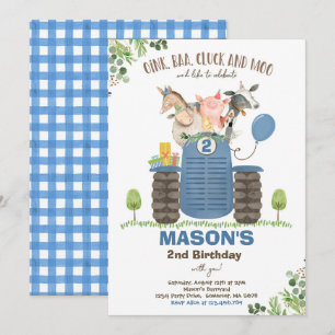 Farm Birthday Boy Old MacDonald Barnyard Party Einladung