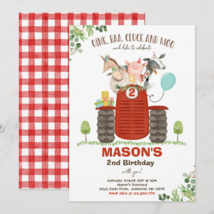 Farm Birthday Boy Old MacDonald Barnyard Party Einladung