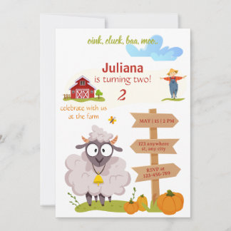 Farm Birthday invitation template Bernard invite Einladung