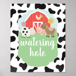 Farm Birthday Party Sign Watering Hole Poster