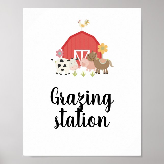Farm Birthday Party Signatur Weidestation Lebensmi Poster (Vorne)
