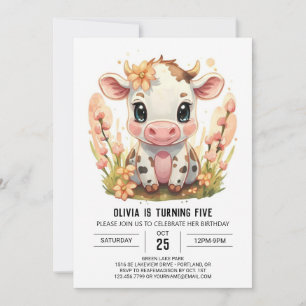 Farm Boho Barnyard Cow Geburtstag Einladung