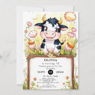 Farm Boho Kuh Geburtstag Einladung