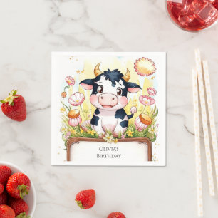 Farm Boho Kuh Geburtstag Serviette