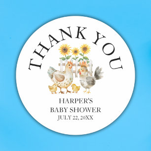 Farm Chicken Baby Shower Danke Runder Aufkleber