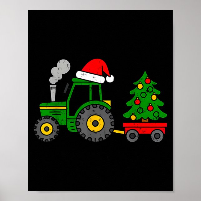 Farm Christmas Tractor Tree Xmas Truck Boys Kids T Poster (Vorne)