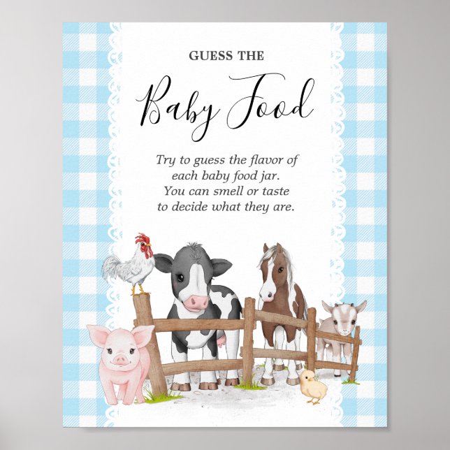 Farm Country Baby Shower Guess The Baby Food Sign Poster (Vorne)
