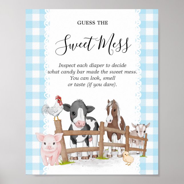 Farm Country Baby Shower Guess The Sweet Mess Poster (Vorne)