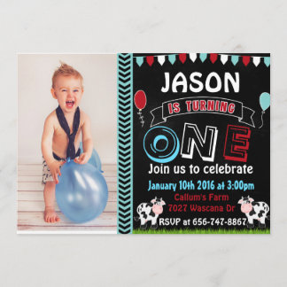 Farm Cow Geburtstag Einladungen mit Foto einladen