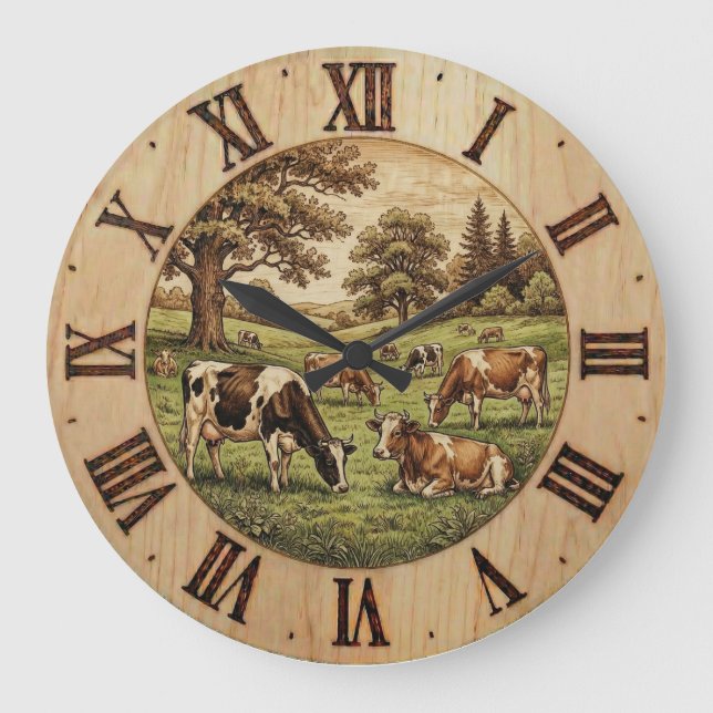 Farm Cow - Wall Clock Große Wanduhr (Vorderseite)