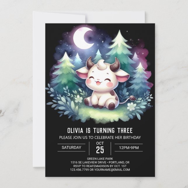 Farm Digital Cow Geburtstag Einladung (Vorderseite)