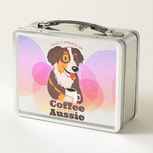 Farm Dog Aussie Shepherd Caffeine Lover Design Metall Brotdose