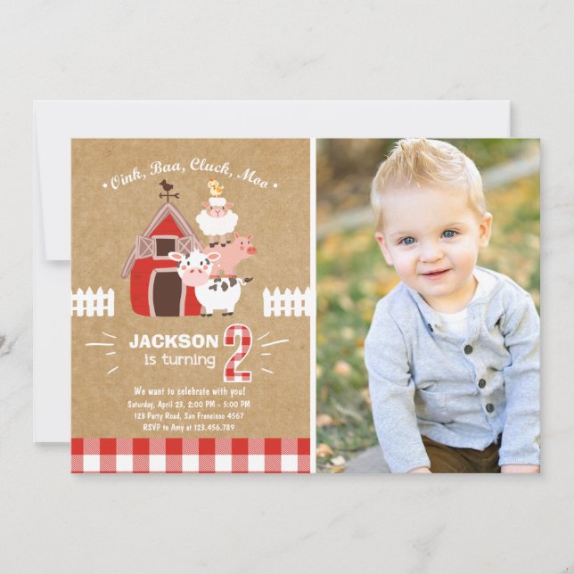 Farm Einladungen Geburtstag alter McDonald Land (Vorderseite)