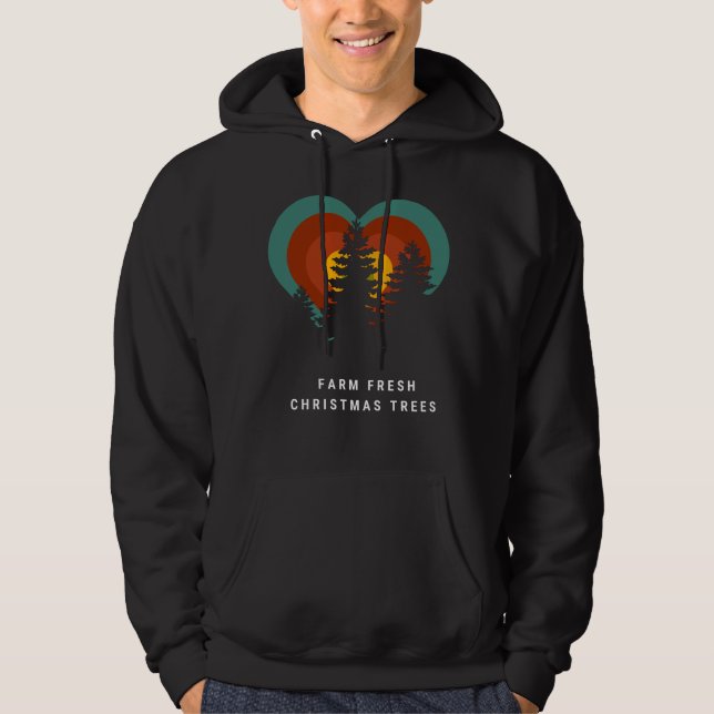 Farm Fresh Christmas Trees Sunset Silhouette Hoodie (Vorderseite)