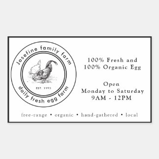 Farm Fresh Eggs Chicken Coop Rustic Country Farm Rechteckiger Aufkleber