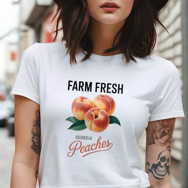 Farm Fresh Georgia Peaches Peach Fruit Lover T-Shirt (Von Creator hochgeladen)