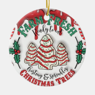 "Farm Fresh Mattiert Christmas Trees Ornament" Keramik Ornament