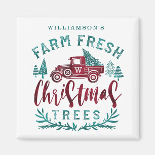 Farm Fresh Old Red Truck Weihnachtsbaum Lieferung Magnet