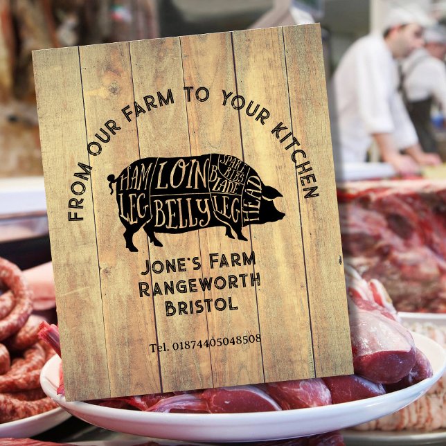 Farm Fresh Pork Sticker – Rustic Pig Logo Label –  Sockelschild (Von Creator hochgeladen)