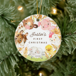 Farm Friends Baby's First Christmas Keramik Ornament