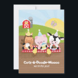 Farm Friends Birthday Party Einladung, Version 2 Einladung<br><div class="desc">Cock-a-Doodle-Moooo! Diese herzhafte Geburtstagsfeier-Einladung für Kinder ist voll von freundlichen Landtieren, die Ihr Kleines in der Liebe haben wird, und die gedruckte Version hat eine Farbtupfer-Rückseite, die Ihre Gäste bei Ihrer Ankunft genießen können. Klicken Sie einfach auf "Personalisieren Sie diese Vorlage", um Ihren eigenen Text hinzuzufügen, dann lassen Sie ihn...</div>