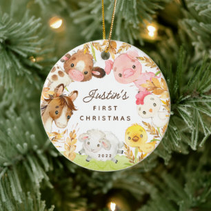 Farm Friends Erstes Weihnachten Keramik Ornament