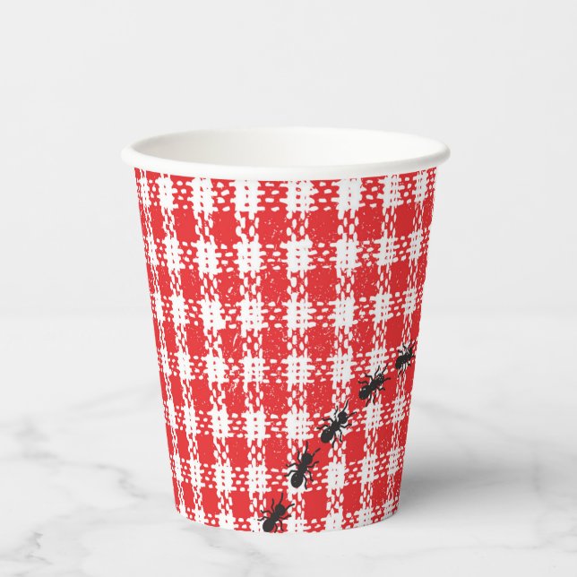 Farm Friends Gingham Birthday Party Paper Cups Pappbecher (Vorderseite)
