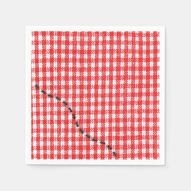 Farm Friends Gingham Birthday Party Paper Napkin Serviette (Vorderseite)