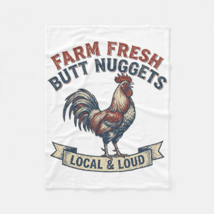 Farm Frische Bürzel Nuggets Hahn Lustig Retro Huhn Fleecedecke