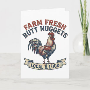 Farm Frische Bürzel Nuggets Hahn Lustig Retro Huhn Karte