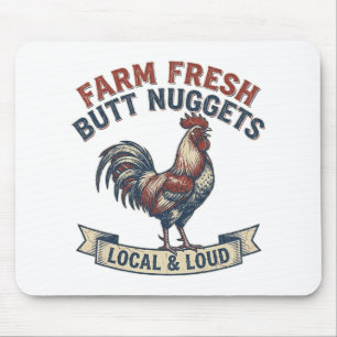 Farm Frische Bürzel Nuggets Hahn Lustig Retro Huhn Mousepad