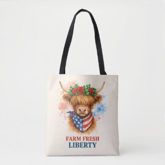 Farm Frische Freiheit Highland Cow Patriotische US