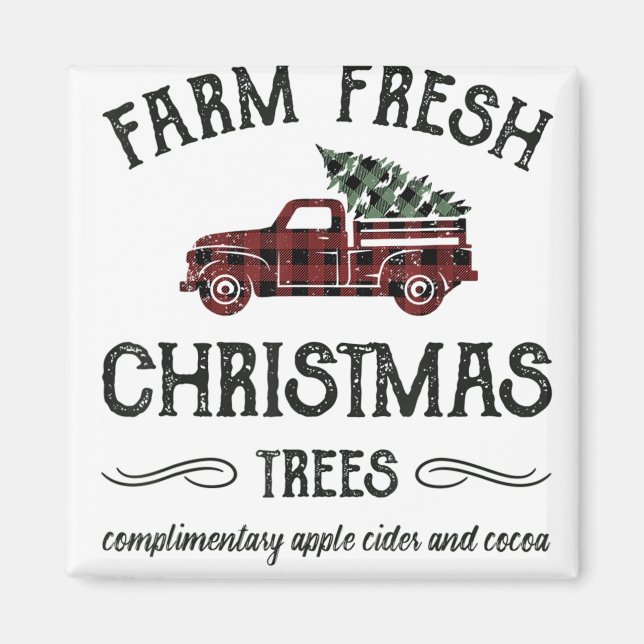 Farm Frische Weihnachtsbäume Shirt Festival Karier Magnet (Vorne)