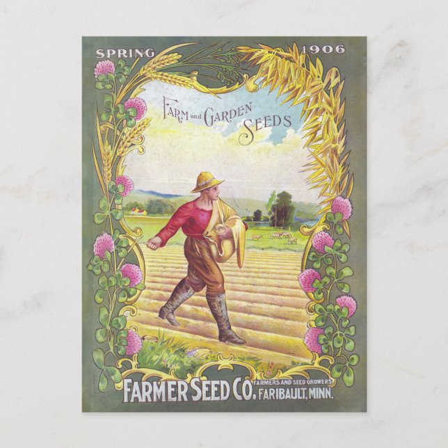 Farm Garden Seed Vintag Illustration Postkarte (Vorderseite)