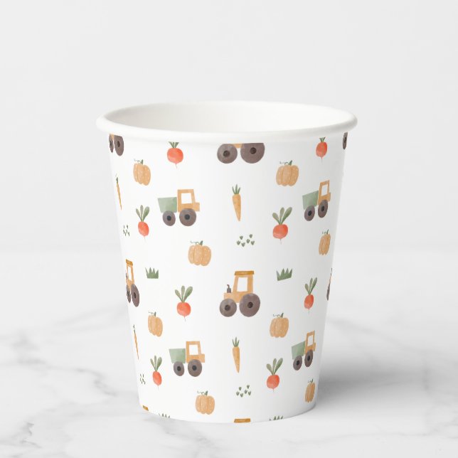 Farm Garden Wasserfarbe Muster Pappbecher (Vorderseite)