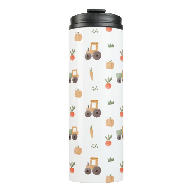 Farm Garden Wasserfarbe Muster Thermosbecher (Vorderseite)